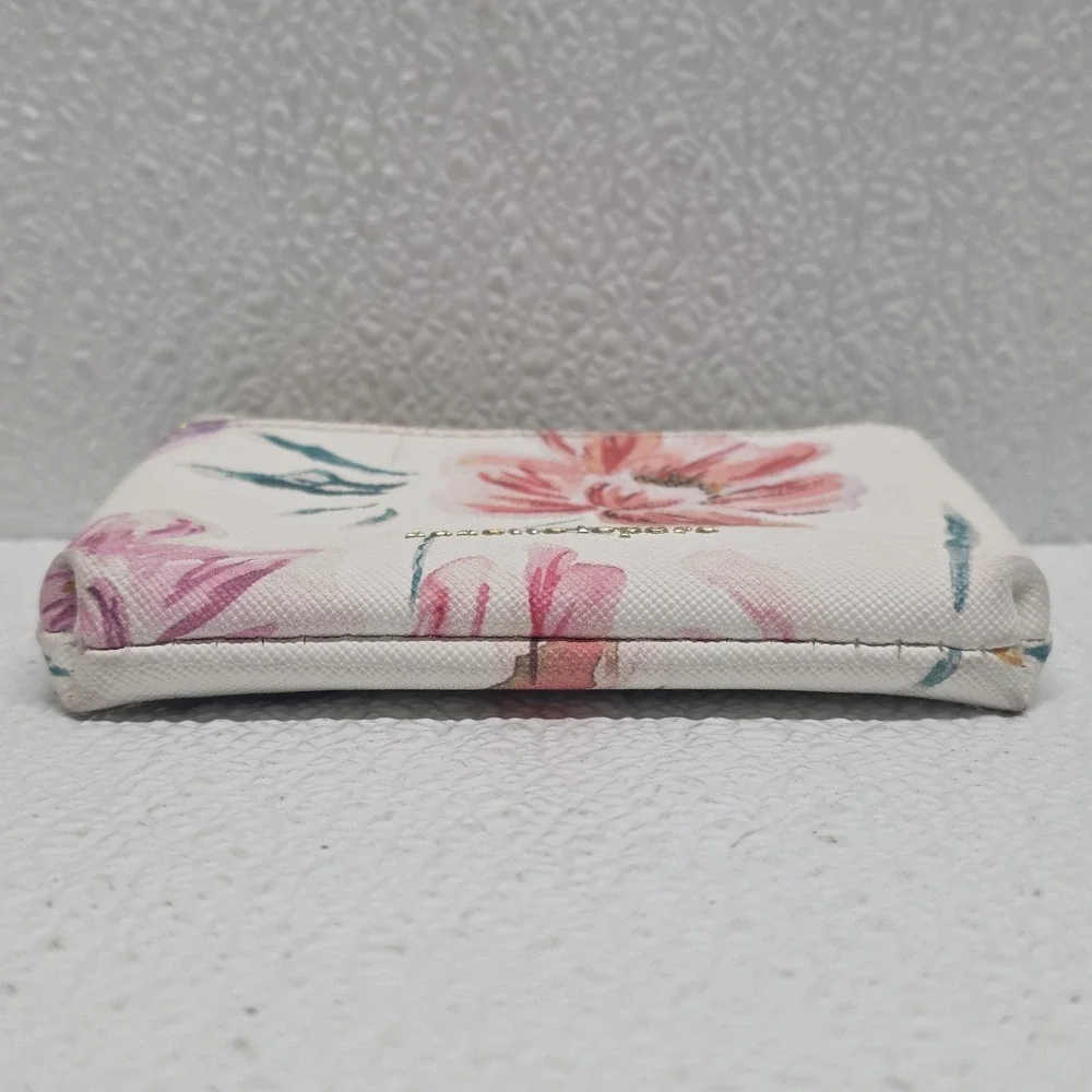 Nanette Lepore White Pink Floral Zip Change Purse Wallet
